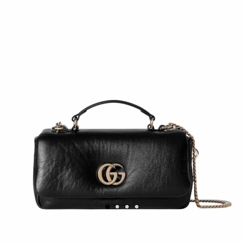 Gucci Black Leather Milano GG Chain Top-Handle Crossbody